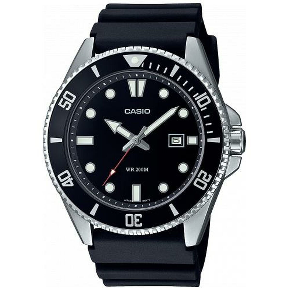 Casio Ρολόι Μπαταρίας με Καουτσούκ Λουράκι σε Μαύρο χρώμα MDV-107-1A1VEF